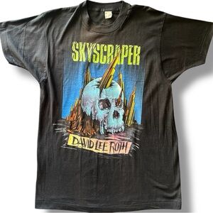 Vtg David Lee Roth Skyscraper World Tour 1988 T-Shirt Black Sz XL Single Stitch‎